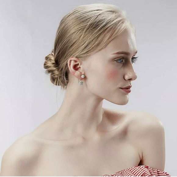 New Double Crystal Ball 925 Silver Earrings. - Picture 4 of 15